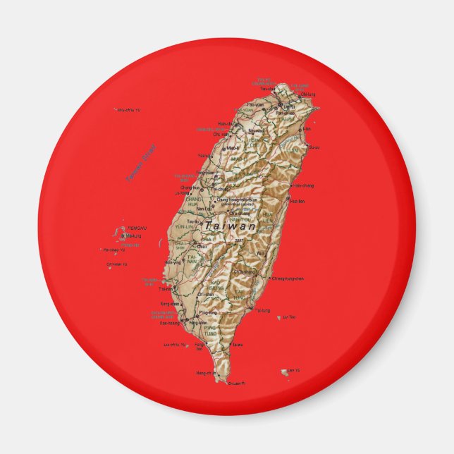 Aimant Carte magnétique de Taïwan (Devant)
