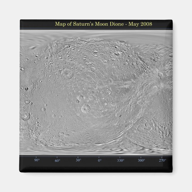 Aimant Carte mondiale de la lune de Saturne Dione (Devant)