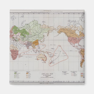 Aimant Carte montrant les langues du monde