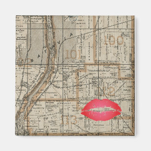 Aimant Carte Plat Batavia Illinois 1870 Fox River Valley