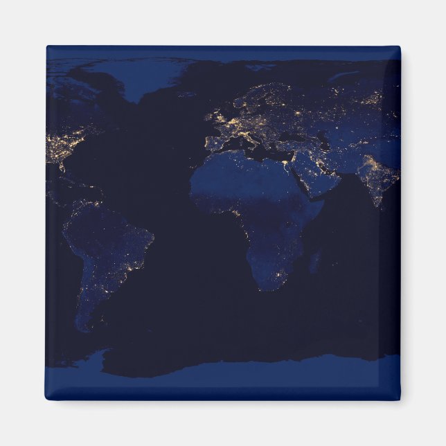 Aimant Carte Plate De La Terre Montrant Les Lumières De L (Devant)