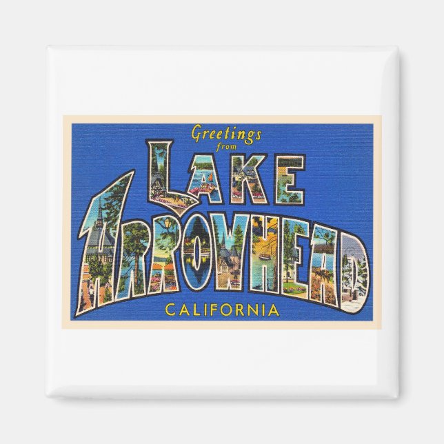 Aimant Carte postale à grande lettre CA du lac Arrowhead  (Devant)