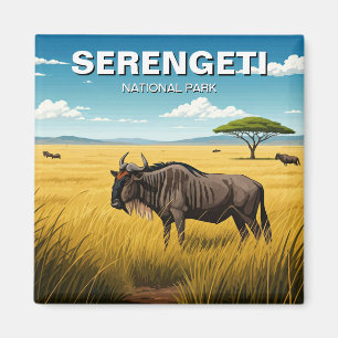 Aimant Carte postale du Parc national du Serengeti en Tan