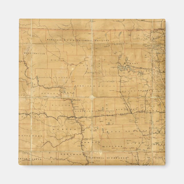 Aimant Carte postale du territoire du Dakota (Devant)