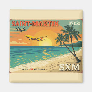 Aimant Carte postale illustrée “Saint-Martin SXM 97150” d