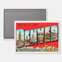 Carte postale magnétique rétro Denver Colorado