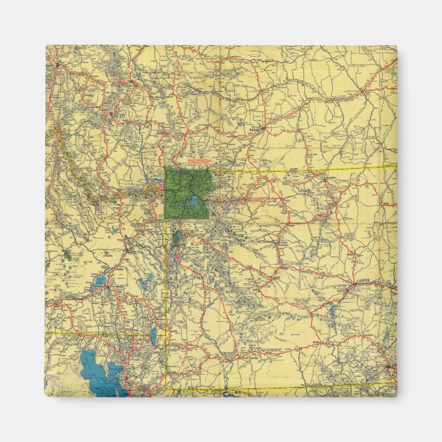 Aimant Carte routière Idaho, Mont, Wyo (Devant)
