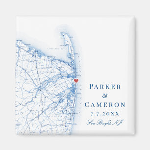 Aimant Carte Sea Bright New Jersey Mariage élégant Favor