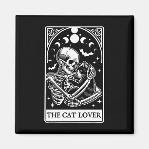 Aimant Carte Tarot Amoureux des chats Skeleton Et Cat Tar