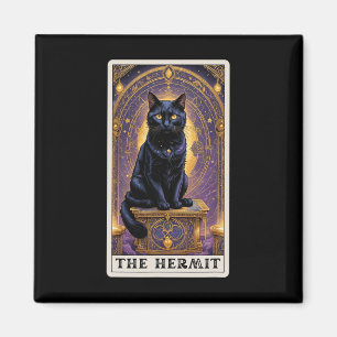 Aimant Carte Tarot Chat Noir L'Hermite Halloween Enfants
