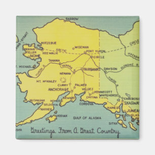 Aimant Carte vintage de l'Alaska - Détroit de Bering, Nom