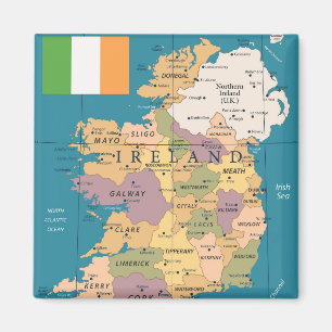 Aimant Carte vintage de l'Irlande