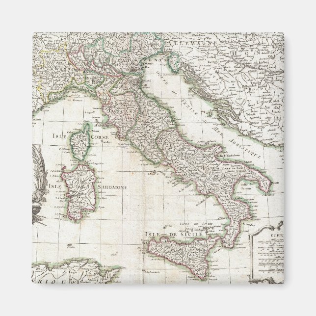 Aimant Carte vintage de l'Italie (1770) (Devant)