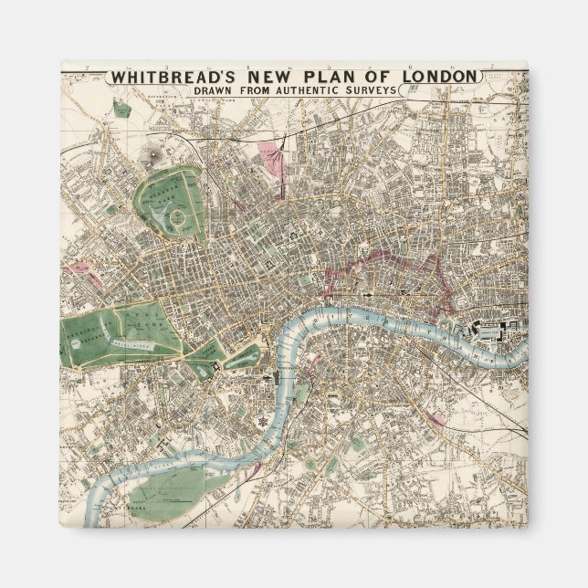 Aimant Carte vintage de Londres Angleterre (1853) (Devant)
