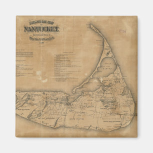 Aimant Carte vintage de Nantucket (1869)