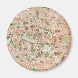 Aimant Carte vintage de Paris (1920)