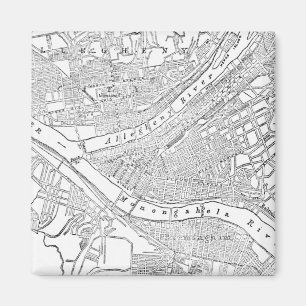 Aimant Carte vintage de Pittsburgh (1885)