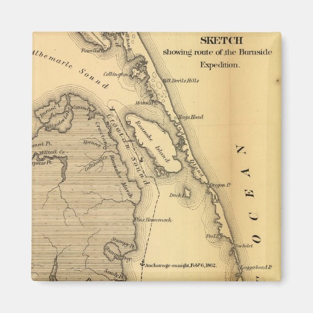 Aimant Carte vintage des banques extérieures (1862) (Devant)