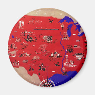 Aimant Carte vintage du Bureau de tourisme des États-Unis