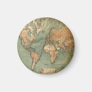 Aimant Carte vintage du monde antique