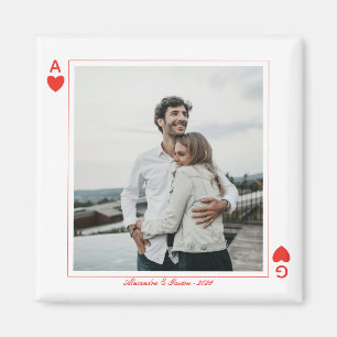 Aimant Cartes à jouer photo cœur amour as simple