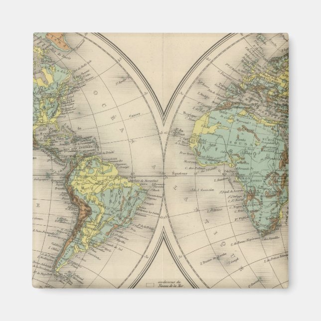 Aimant Cartes hypsométriques mondiales (Devant)