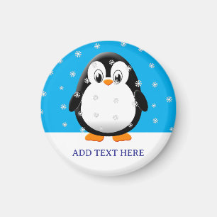 Aimant Cartographie de pingouin mignon Flacons de neige p