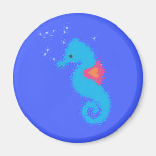 Aimant Carton bleu Seahorse