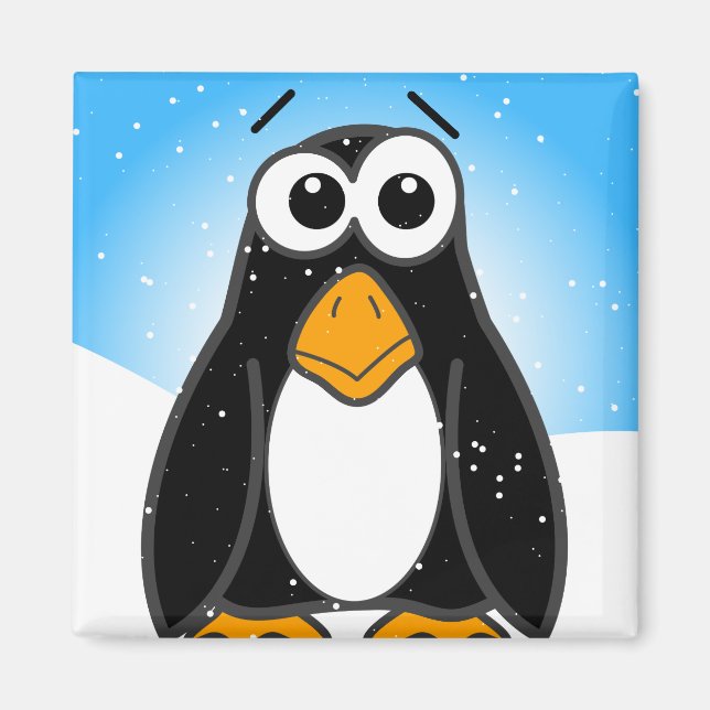 Aimant Carton en pingouin mignon illustré bleu (Devant)