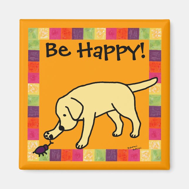 Aimant Cartoon du Yellow Lab Labrador (Devant)