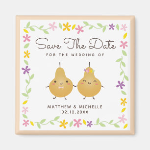 Aimant Cartoon mignon Parfait Pear Couple Élégant Mariage