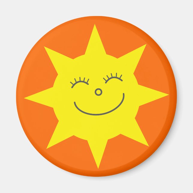 Aimant Cartoon mignon Sun Happy Face Orange Personnalisé (Devant)