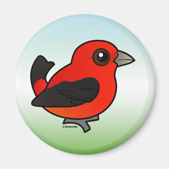 Aimant Cartoon Scarlet Tanager (Devant)