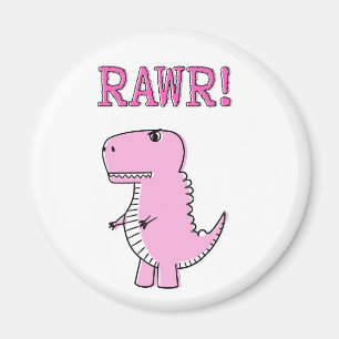 Aimant Cartoon T-Rex Dinosaur Mignonne Et Rose En Colère