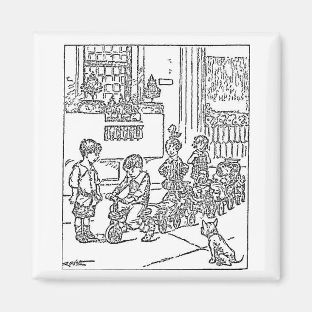 Aimant Cartoon vintage Petits garçons (Devant)