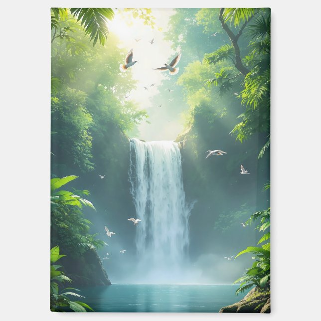 Aimant cascade avec des oiseaux qui survolent (Recto)