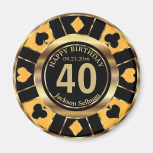 Aimant Casino Chip Las Vegas Anniversaire - Jaune