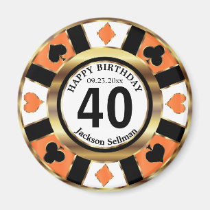 Aimant Casino Chip Las Vegas anniversaire - Orange