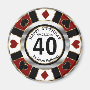 Aimant Casino Chip Las Vegas Anniversaire - Rouge foncé