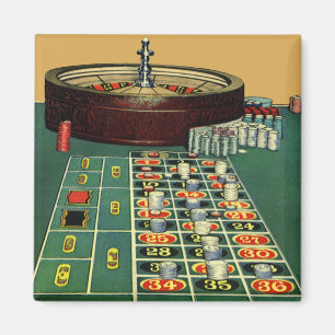 Aimant Casino vintage Roulette Table Jeu, Chips de jeu