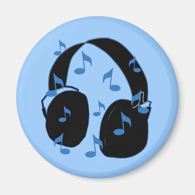 Aimant Casque avec notes musicales pour bébé en bleu (Devant)