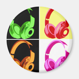 Aimant Casque de quatre couleurs Pop Art Tête Téléphone