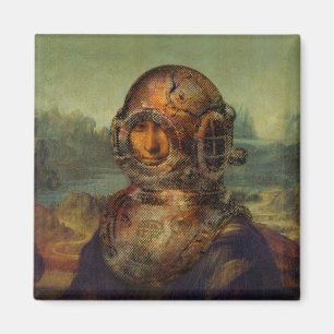 Aimant Casque Funny Steampunk Diver Mona Lisa da Vinci