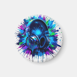Aimant Casque vibrant sur éclaboussure de douleur colorée