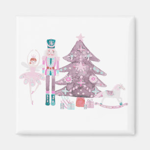 Aimant Casse-noisette rose Noël classique