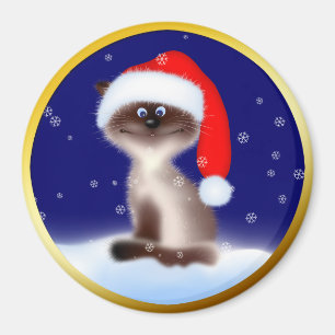 Aimant Cat à Santa Hat