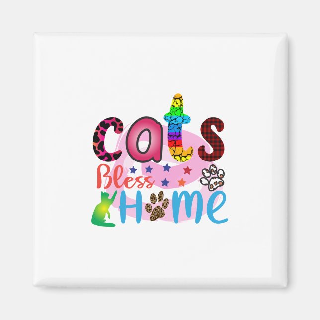 Aimant Cat Art Chats Bless Home_2 (Devant)