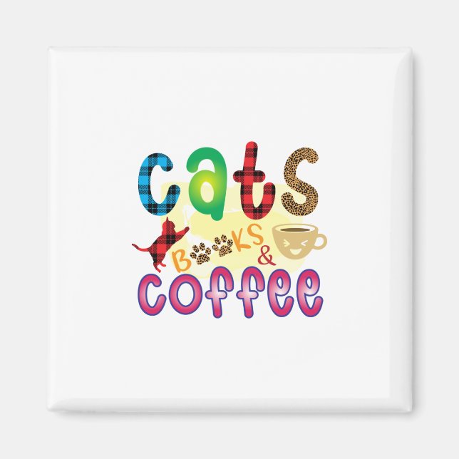 Aimant Cat Art Chats Livres Café (Devant)