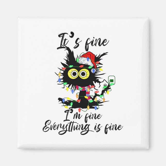 Aimant Cat Christmas It's Fine I'm Fine Everything Is Fin (Devant)