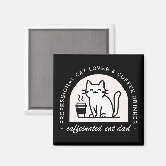 Aimant Cat dad funny coffee lover